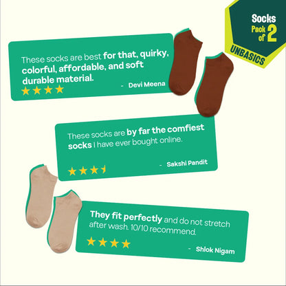 Dusky Latte! Unisex Socks, 100% Organic Cotton, Ankle Length, Pack of 2