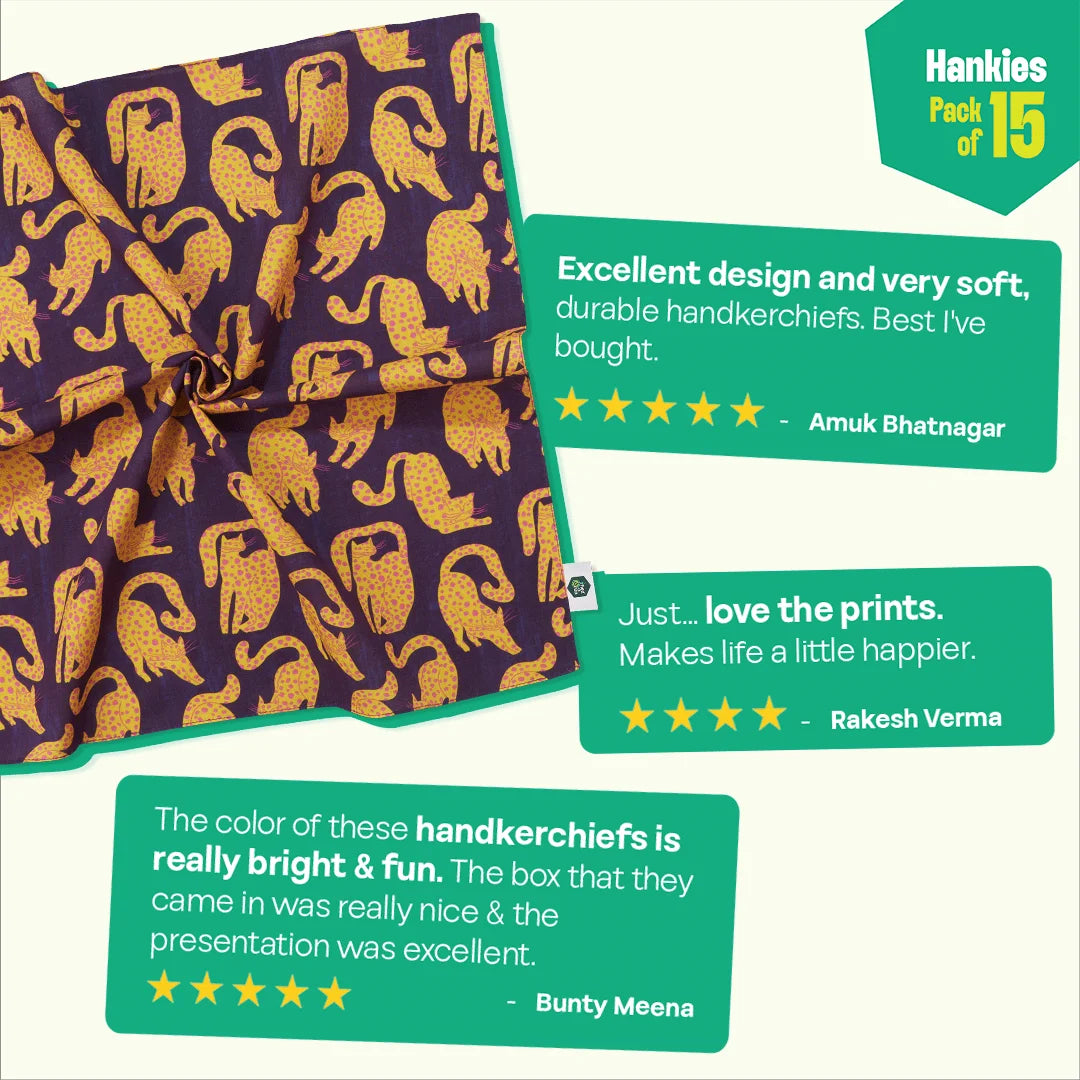 Wanderlust! Small Unisex Hankies, 100% Organic Cotton, Pack of 15