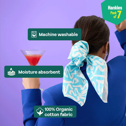 Beat The Heat! Large Unisex Hankies, 100% Organic Cotton, Pack of 7