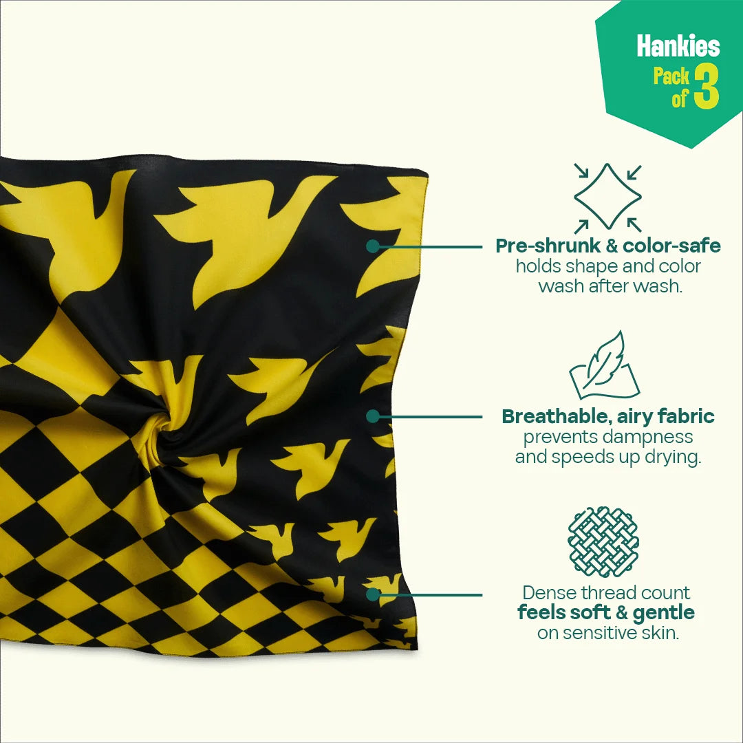 Law Of Abstract! Unisex Hankies, 100% Organic Cotton, Pack of 3