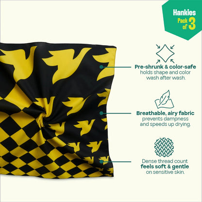 Law Of Abstract! Unisex Hankies, 100% Organic Cotton, Pack of 3
