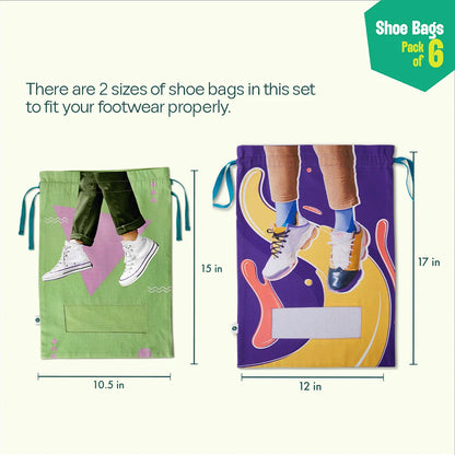 Sneaker Addiction! Shoe Bags, 100% Organic Cotton, Pack of 6