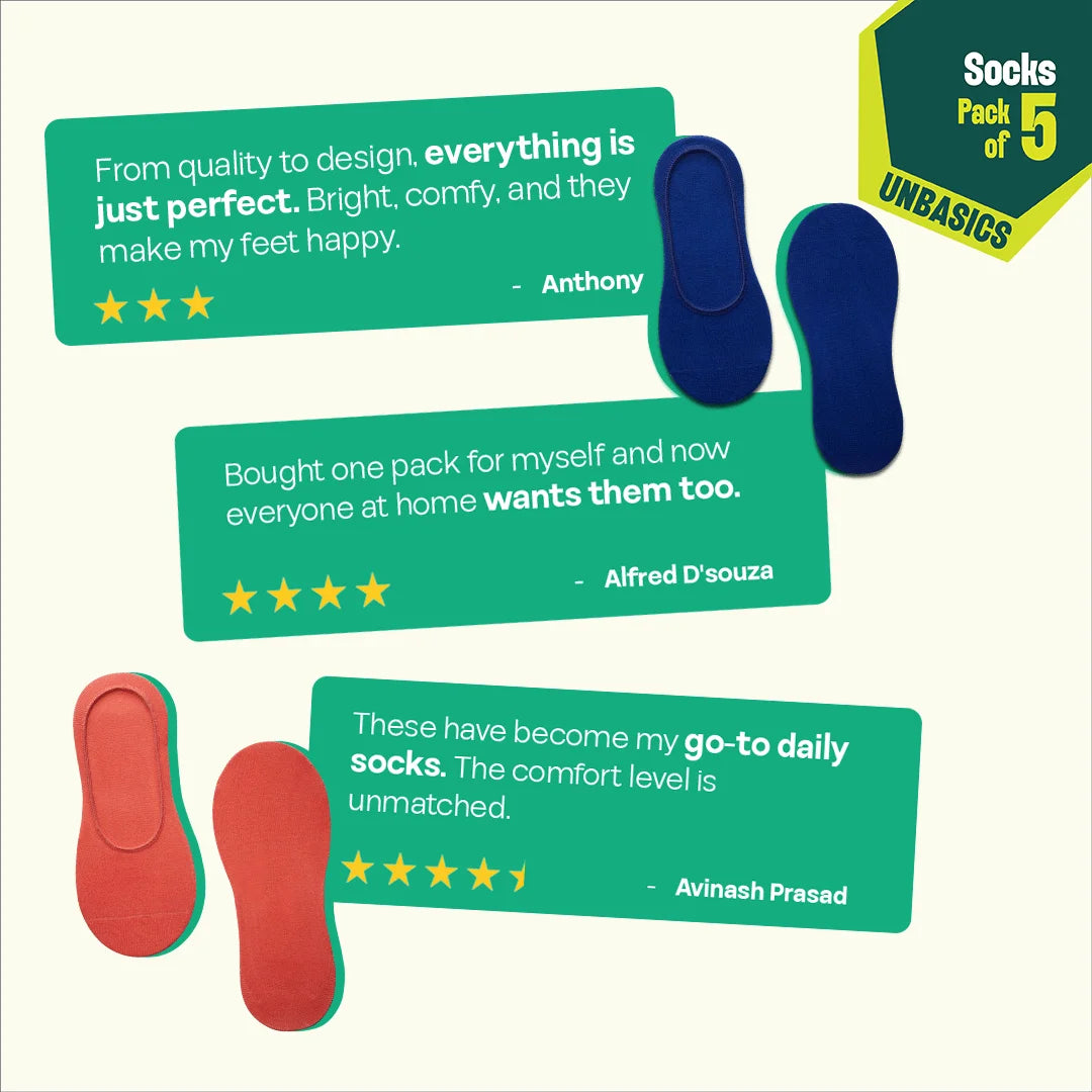 I Do Color! Unisex Socks, 100% Organic Cotton, No Show, Pack of 5
