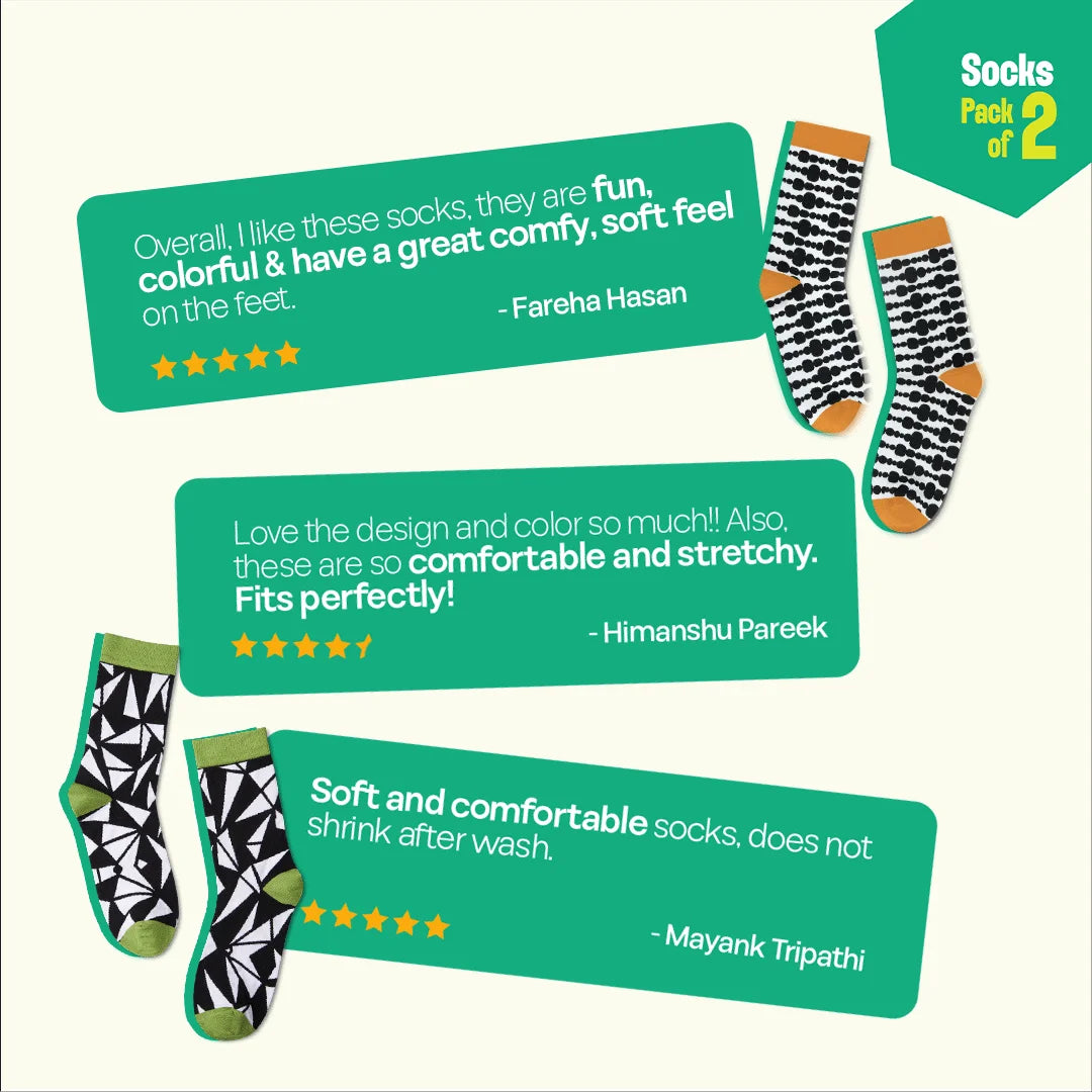 Shape-shift! Unisex Socks, 100% Bamboo, Crew Length, Pack of 2