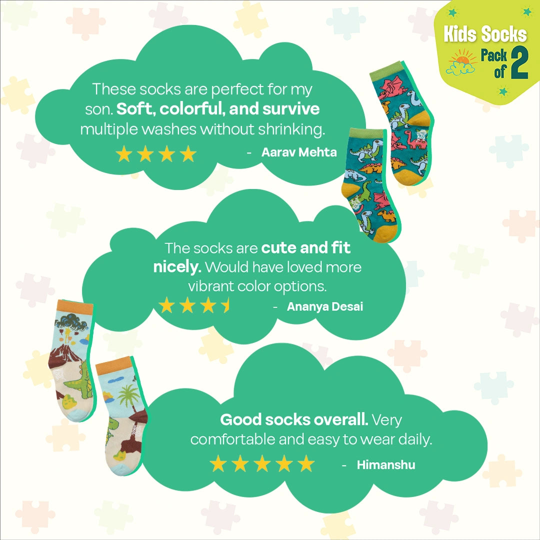 Dragon Tales! Unisex Kid's Socks, 100% Bamboo, Crew Length, Pack of 3