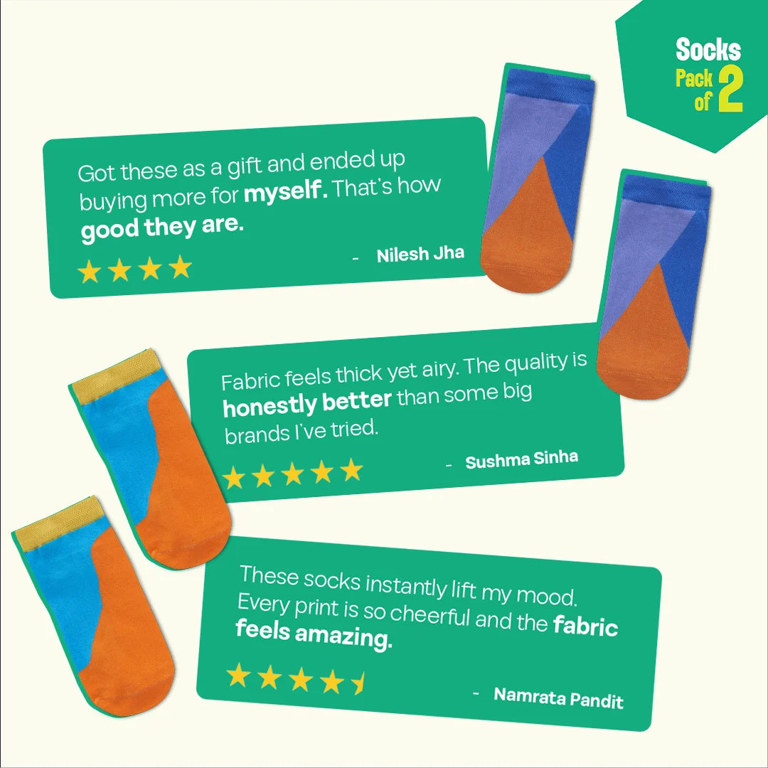 Orange-y! Unisex Socks, 100% Organic Cotton, Ankle Length, Pack of 2