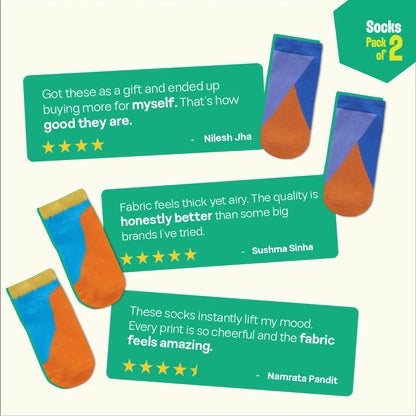 Orange-y! Unisex Socks, 100% Organic Cotton, Ankle Length, Pack of 2