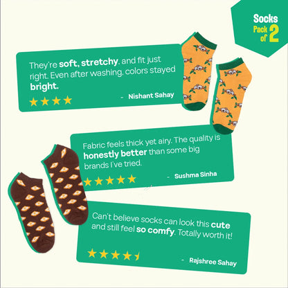 Chill Day! Unisex Socks, 100% Organic Cotton, Ankle Length, Pack of 2
