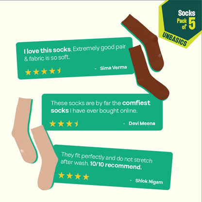 Color Cascade! Unisex Socks, 100% Organic Cotton, Crew Length, Pack of 5