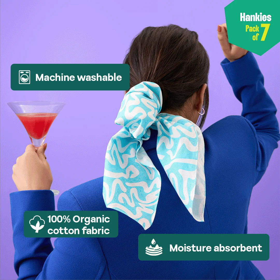 Beat The Heat! Unisex Hankies, 100% Organic Cotton, Pack of 7