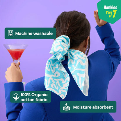 Beat The Heat! Unisex Hankies, 100% Organic Cotton, Pack of 7