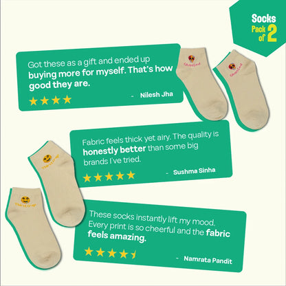 Unfiltered Vibes! Unisex Socks, 100% Organic Cotton, High Ankle Length, Pack of 2