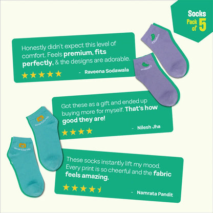 Love Struck! Unisex Socks, 100% Organic Cotton, High Ankle Length, Pack of 5