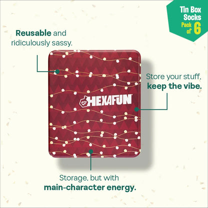 Sparklin' Hot! Tin Gift Box, Unisex Crew Length, 100% Organic Cotton, Box Of 06