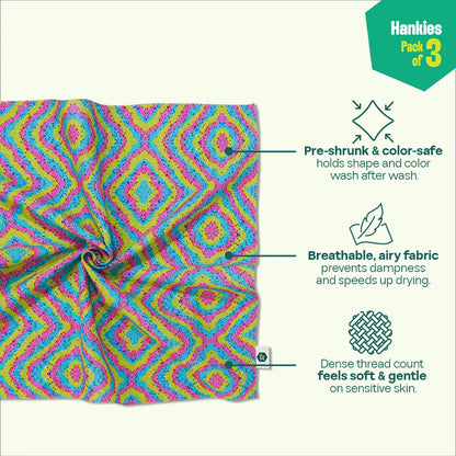 Rainbow Power! Unisex Hankies, 100% Organic Cotton, Pack of 3