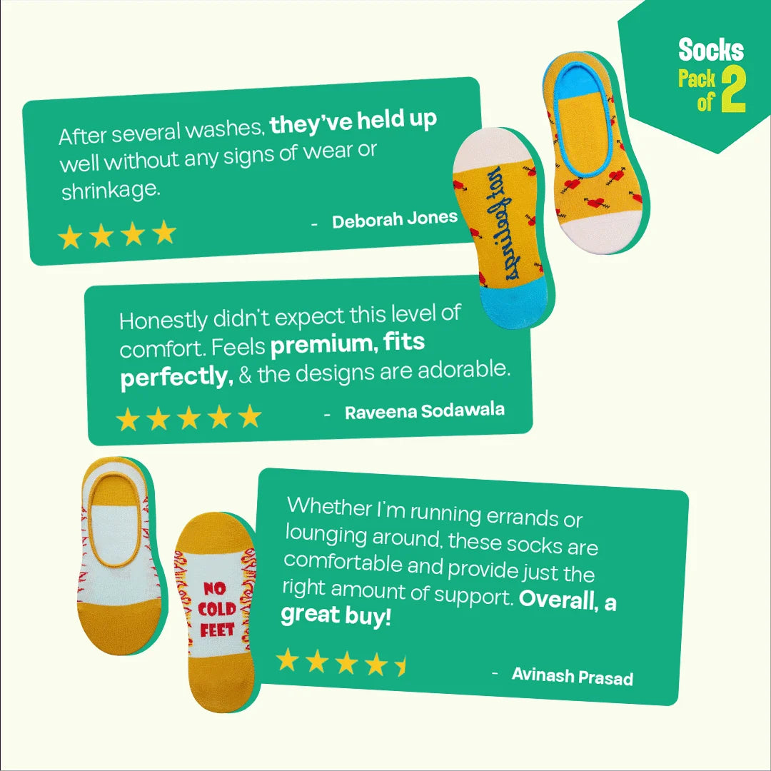 SOP! Style On Point! Unisex Socks, 100% Organic Cotton, No Show, Pack of 2