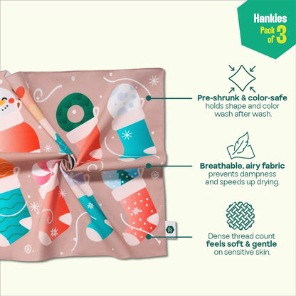 Sant-astic! Unisex Hankies, 100% Organic Cotton, Pack of 3