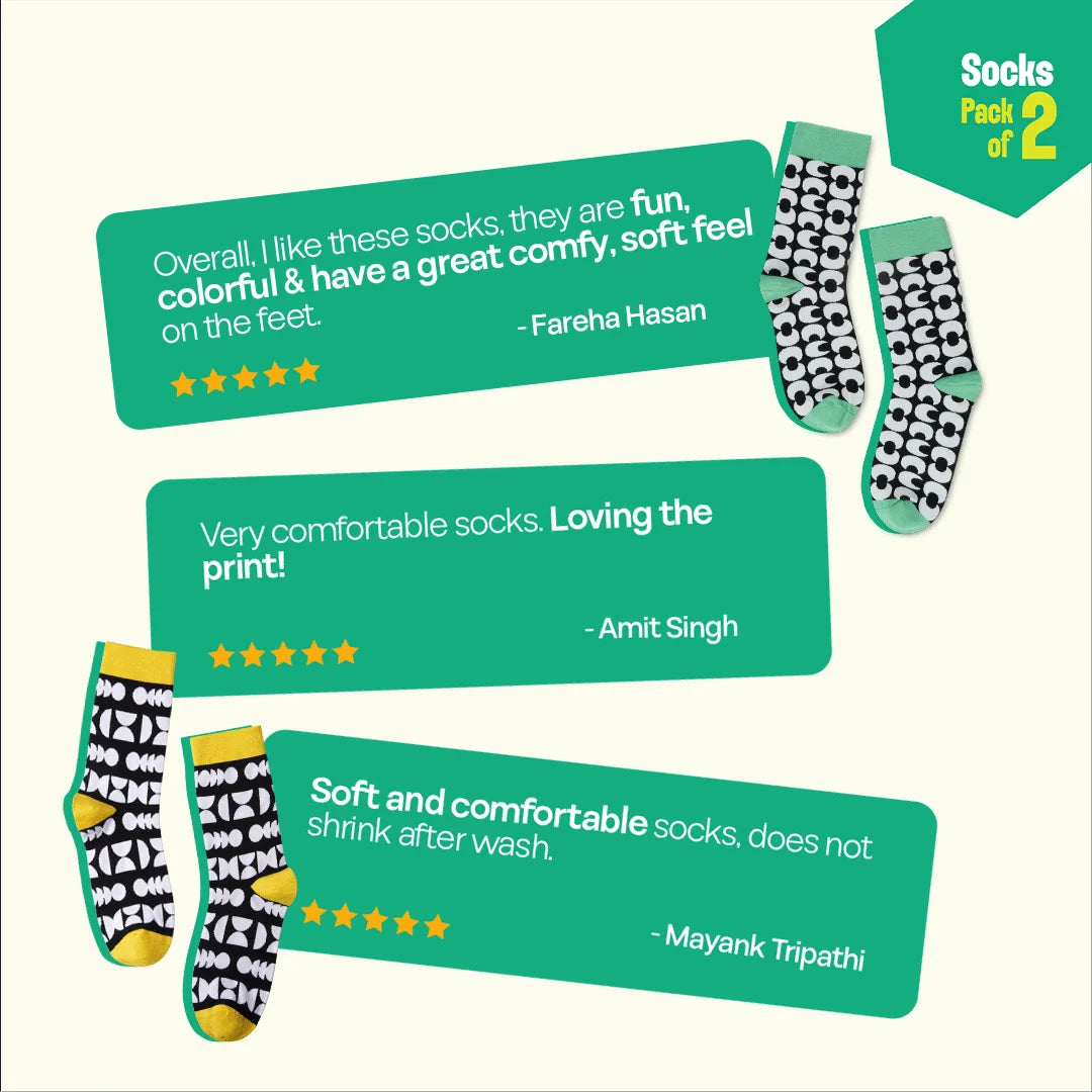Mono-magic! Unisex Socks, 100% Bamboo, Crew Length, Pack of 2