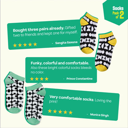 Mono-magic! Unisex Socks, 100% Bamboo, Ankle Length, Pack of 2