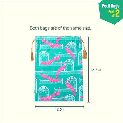 Tales From Sky! Unisex Potli Bags, 100% Cotton, Pack of 2