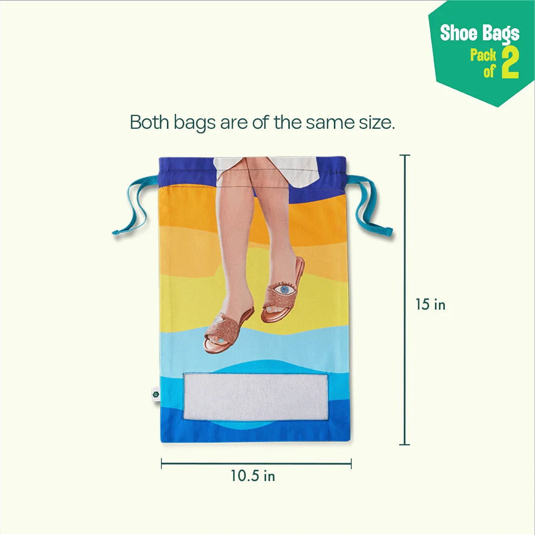 Sole-struck! Shoe Bags, 100% Organic Cotton, Pack of 2