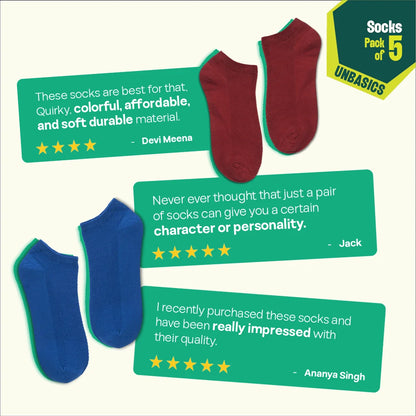 Pineberry! Unisex Socks, 100% Organic Cotton, Ankle Length, Pack of 5