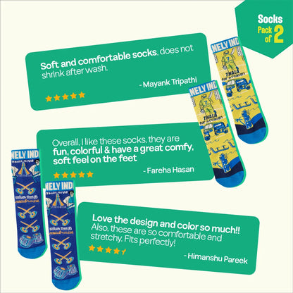 Thalaiva! Unisex Socks, 100% Bamboo Made, Crew Length, Pack of 2