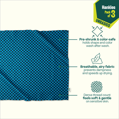 Grid Club! Unisex Hankies, 100% Organic Cotton, Pack of 3