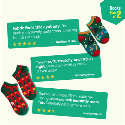 Hot In Red! Unisex Socks, 100% Organic Cotton, Ankle Length, Pack of 2