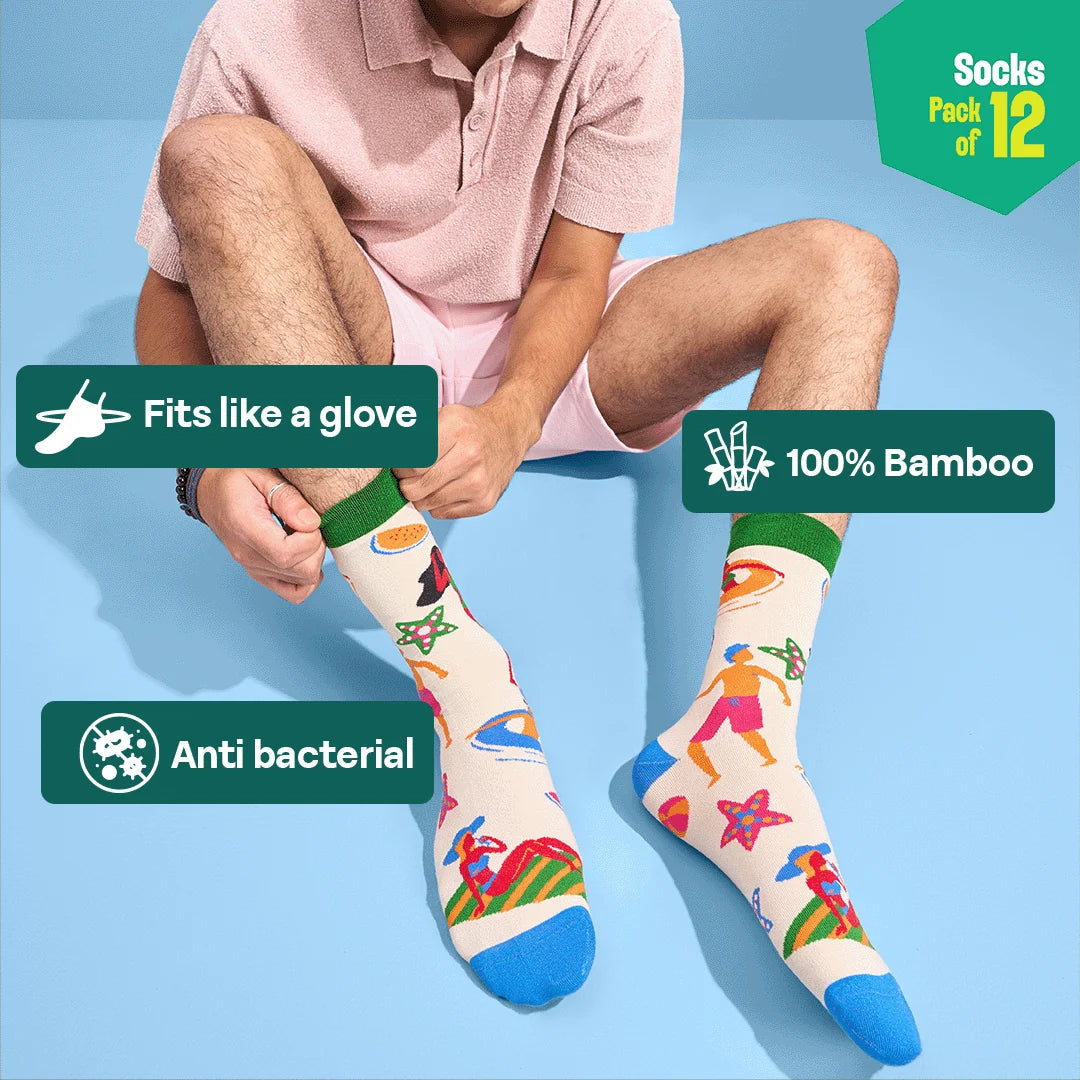 Bamboo-zled! Unisex Socks, 100% Bamboo, Crew Length, Pack of 12