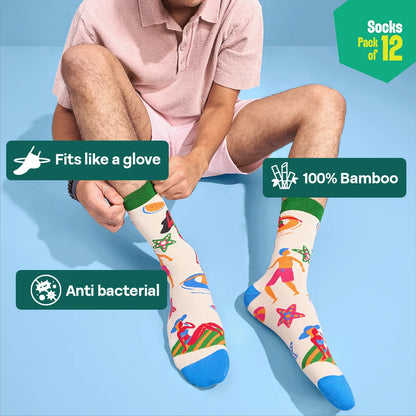 Bamboo-zled! Unisex Socks, 100% Bamboo, Crew Length, Pack of 12