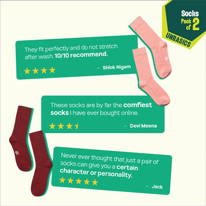 Solid Matters! Unisex Socks, 100% Organic Cotton, Crew Length, Pack of 2