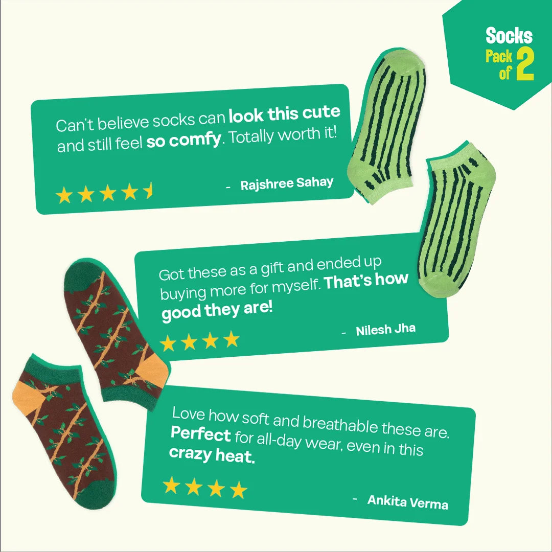 Sensing A Pattern! Unisex Socks, 100% Organic Cotton, Ankle Length, Pack of 2
