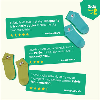 Tattletale! Unisex Socks, 100% Organic Cotton, High Ankle Length, Pack of 2