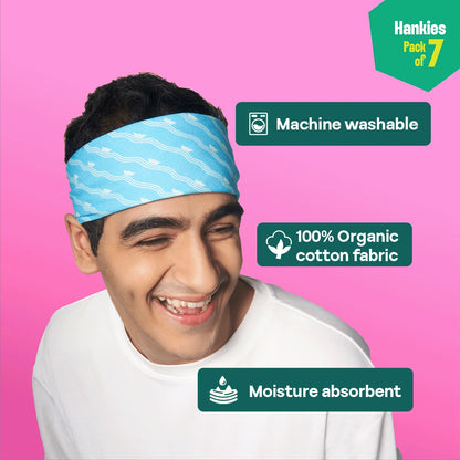 Style O'Clock! Unisex Hankies, 100% Organic Cotton, Pack of 7