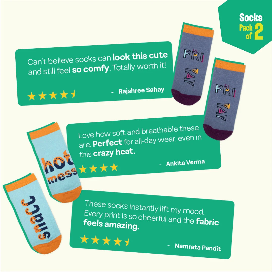 Wordle! Unisex Socks, 100% Organic Cotton, Ankle Length, Pack of 2