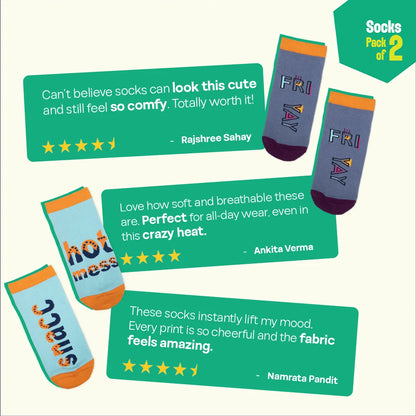 Wordle! Unisex Socks, 100% Organic Cotton, Ankle Length, Pack of 2