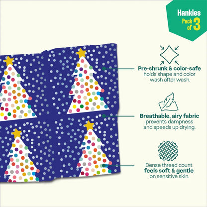 Snow Kiss! Unisex Hankies, 100% Organic Cotton, Pack of 3