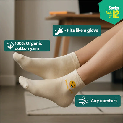 Drama Series! Unisex Socks, 100% Organic Cotton, High Ankle Length, Pack of 12