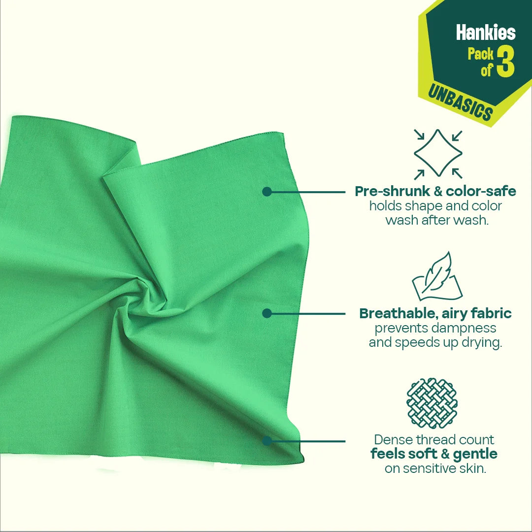 Drunch! Unisex Hankies, 100% Organic Cotton, Pack of 3