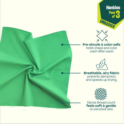 Drunch! Unisex Hankies, 100% Organic Cotton, Pack of 3