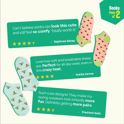 Foodgasm! Unisex Socks, 100% Organic Cotton, Ankle Length, Pack of 2