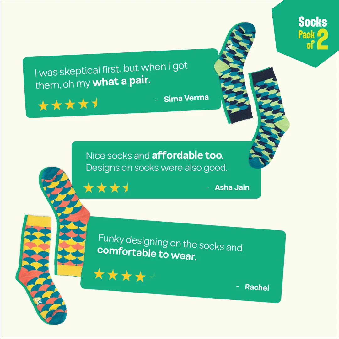 Out Of Shape! Unisex Socks, 100% Organic Cotton, Crew Length, Pack of 2