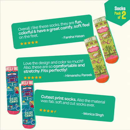 Gedi Gang! Unisex Socks, 100% Bamboo Made, Crew Length, Pack of 2