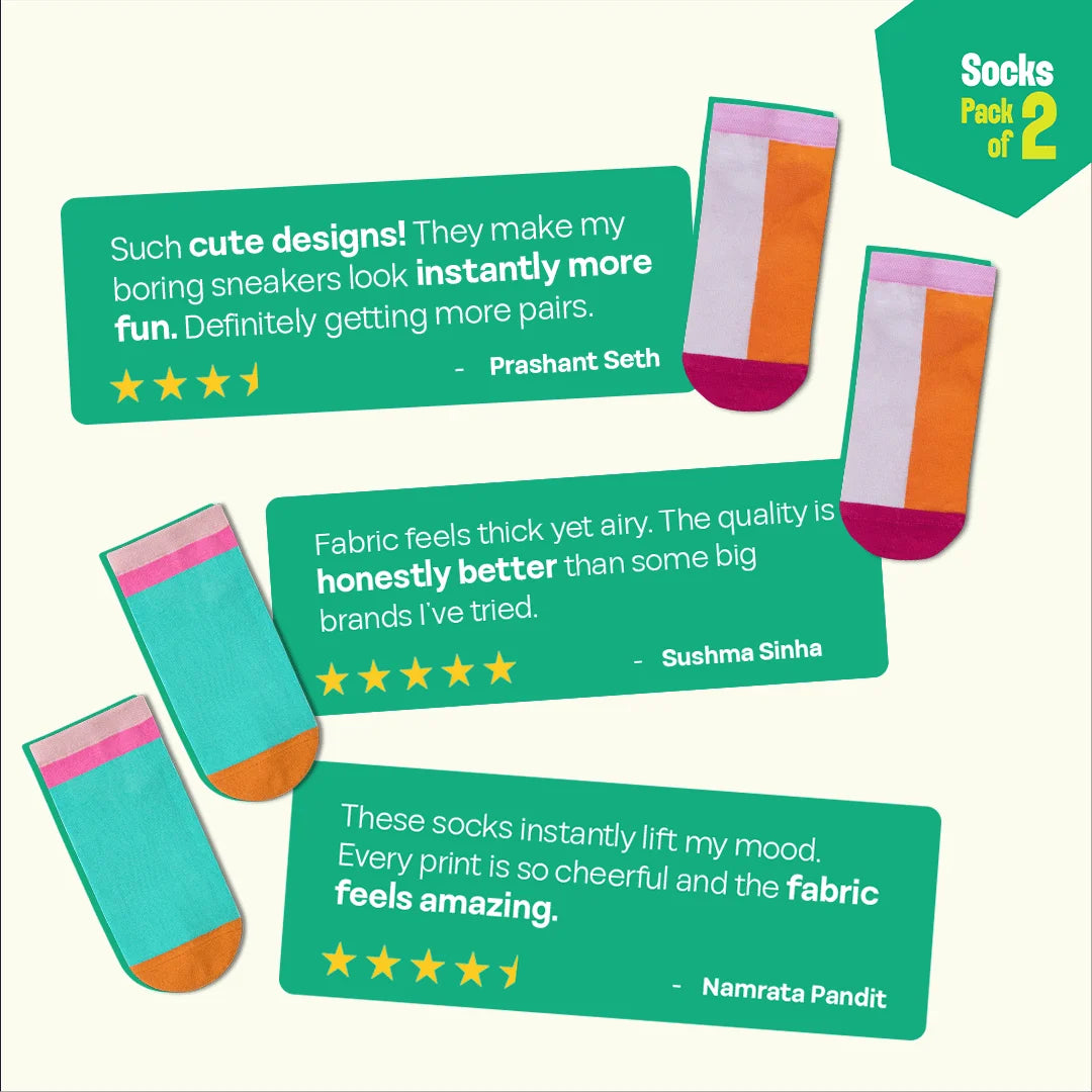 Paint The Town Orange! Unisex Socks, 100% Organic Cotton, Ankle Length, Pack of 2