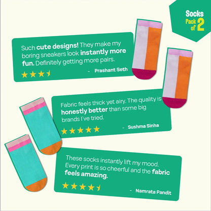 Paint The Town Orange! Unisex Socks, 100% Organic Cotton, Ankle Length, Pack of 2