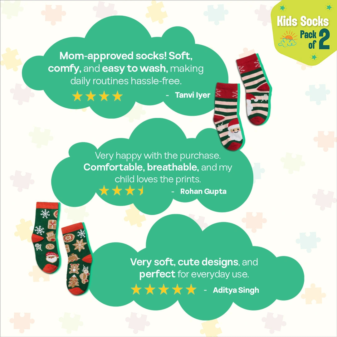Baby Claus! Unisex Kid's Socks, 100% Bamboo, Crew Length, Pack of 2