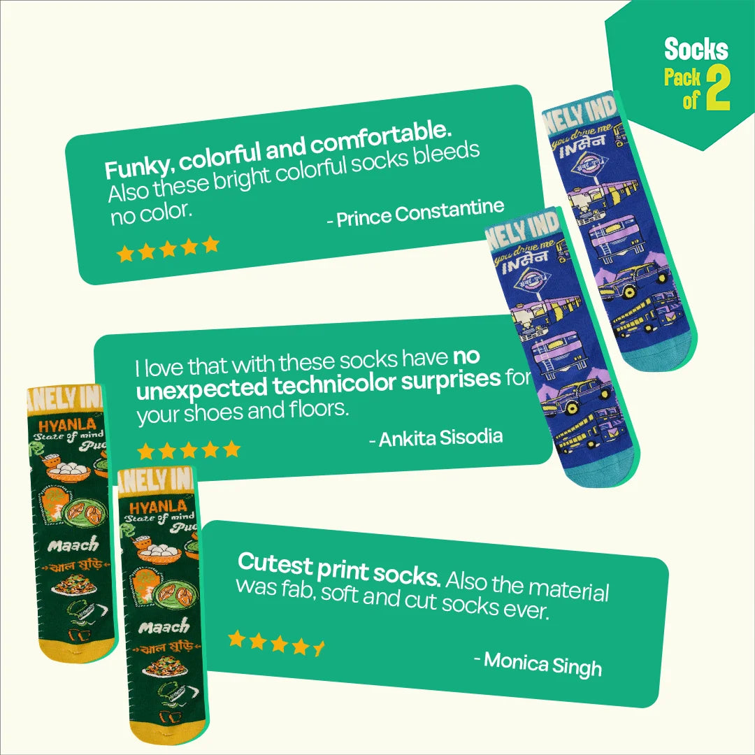 Fata Fati! Unisex Socks, 100% Bamboo Made, Crew Length, Pack of 2