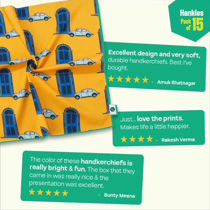 Wanderlust! Unisex Hankies, 100% Organic Cotton, Pack of 15