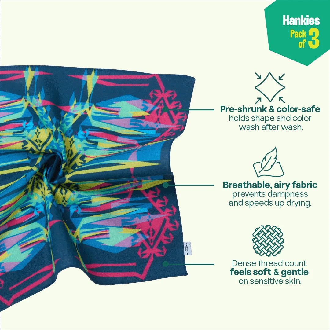 Abstract Of My Eye! Series 2! Unisex Hankies, 100% Organic Cotton, Pack of 3